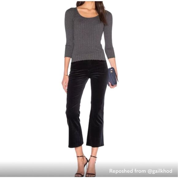 Rag & Bone 10" Crop Flare Black Velvet Pants $200 26 - Picture 1 of 10